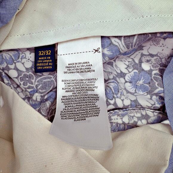 Polo Golf Ralph Lauren Cotton Blend Chino Tailored Fit Pants Blue Floral 32x30 - Picture 7 of 9